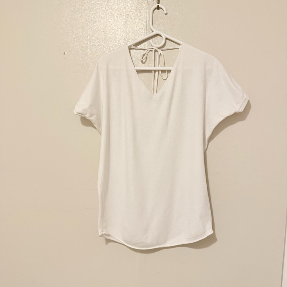 Women's White Short Sleeve Tie-Back Tee